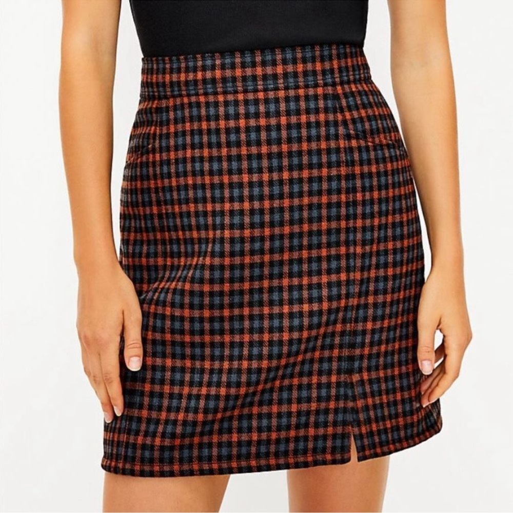 Loft Plaid Wool Mini Skirt